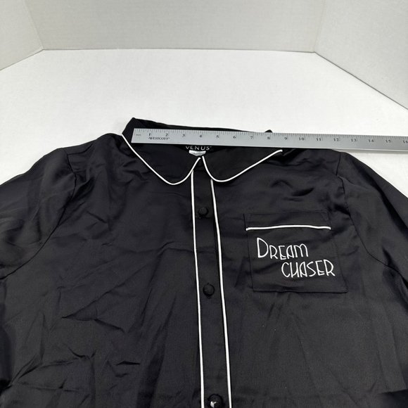 Venus Women's Size Large Sleep Pants And Shirt Black New Button Has Cloth Ripped - Picture 10 of 16